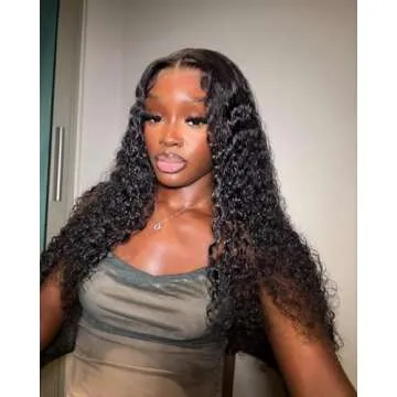 Natural Color 24 Inch Curly Human Hair Deep Wave Lace Front Wigs with Baby Hair - Pre-plucked Glueless Wigs