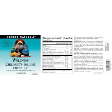 Source Naturals Wellness Children's Immune Chewable, Great-Tasting Defense Complex, Berry Flavored* - 120 Wafers