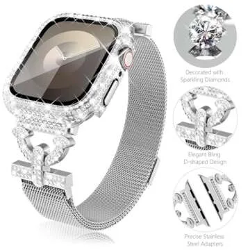 WINGLE Milanese Silver Apple Watch Band 40mm for Women