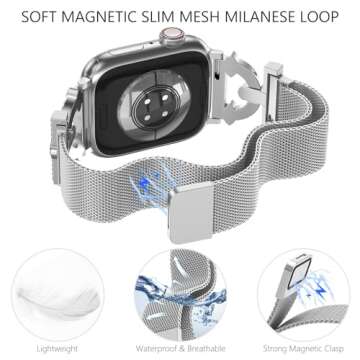 WINGLE Milanese Silver Apple Watch Band 40mm for Women