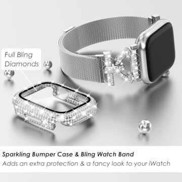 WINGLE Milanese Silver Apple Watch Band 40mm for Women