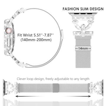 WINGLE Milanese Silver Apple Watch Band 40mm for Women