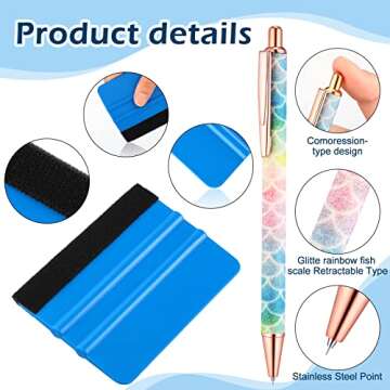 Weeding Tools for Vinyl 2 Pieces Craft Vinyl Weeding Pen Glitter Air Release Point Retractable Pin Pen with 2 Pieces Felt Squeegees for Craft Essential