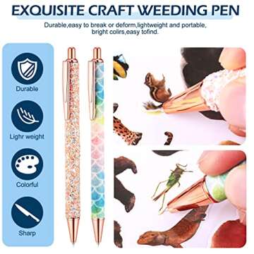 Weeding Tools for Vinyl 2 Pieces Craft Vinyl Weeding Pen Glitter Air Release Point Retractable Pin Pen with 2 Pieces Felt Squeegees for Craft Essential