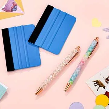 Weeding Tools for Vinyl 2 Pieces Craft Vinyl Weeding Pen Glitter Air Release Point Retractable Pin Pen with 2 Pieces Felt Squeegees for Craft Essential