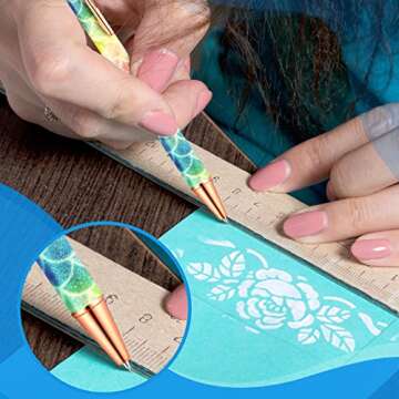 Weeding Tools for Vinyl 2 Pieces Craft Vinyl Weeding Pen Glitter Air Release Point Retractable Pin Pen with 2 Pieces Felt Squeegees for Craft Essential