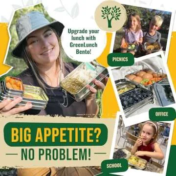 GreenLunch Bento Stackable Stainless Steel Bento Box for Adults with Snack Pod - Holds 6 Cups of Food, 100% Crack-Resistant, Secure Locks, Eco-Friendly Lunch Box Container for School & Office