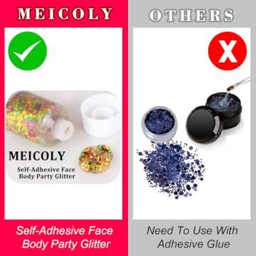 MEICOLY Mardi Gras Face Glitter,Mardi Gras Makeup Accessories for Women,Gold Green Purple Mixed Chunky Glitter Gel for Carnival,Festival Rave St Patricks Day Glitter for Face/Body/Hair