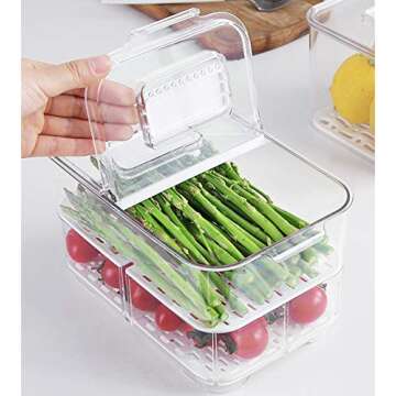 SANNO Refrigerator Food Storage Containers Stay Fresh,Food Storage Container Bin Stackable Refrigera...