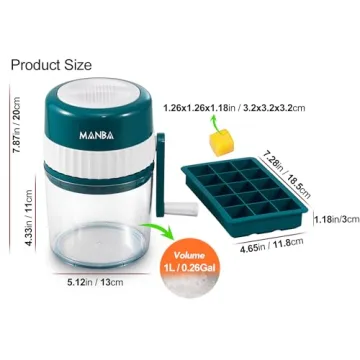 MANBA Ice Shaver and Snow Cone Machine - Premium Portable Ice Crusher and Shaved Ice Machine with Free Ice Cube Trays - BPA Free