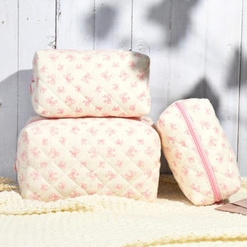 SOIDRAM Floral Makeup Bag Aesthetic Travel Cosmetic Pouch