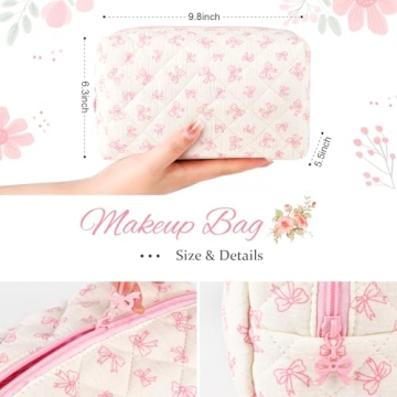 SOIDRAM Floral Makeup Bag Aesthetic Travel Cosmetic Pouch