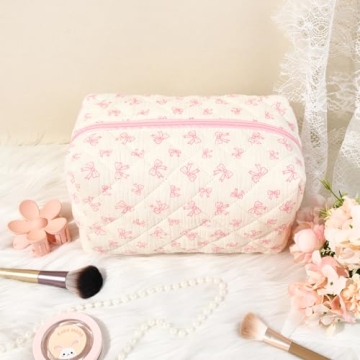 SOIDRAM Floral Makeup Bag Aesthetic Travel Cosmetic Pouch