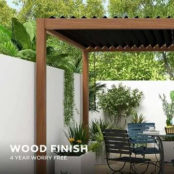 MIRADOR 111S Takasho Louvered Pergola, 10Ft x 20Ft, Full Aluminum Frame, Adjustable Roof for Outdoor...