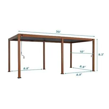 MIRADOR 111S Takasho Louvered Pergola, 10Ft x 20Ft, Full Aluminum Frame, Adjustable Roof for Outdoor Deck Garden Patio, Durable, Cherry Oak