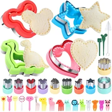 BakingWorld Sandwich Cutter and Sealer Set,14 Pcs Uncrustables Maker Bread Cutters DIY Cookie Cutter...