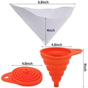Tysun 300 Pcs Paint Filter Strainer with 100 Micron Filter Tips and 3 Pack Silicone Funnel, Cone Shaped Fine Nylon Mesh Funnel Paper Cone Strainers