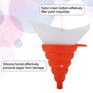 Tysun 300 Pcs Paint Filter Strainer with 100 Micron Filter Tips and 3 Pack Silicone Funnel, Cone Shaped Fine Nylon Mesh Funnel Paper Cone Strainers