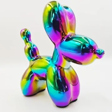 Swy Hair Electroplating Ceramics Balloon Dog Statue for Home