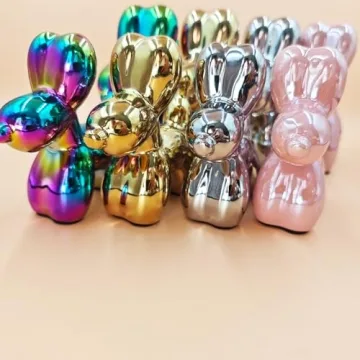 Swy Hair Electroplating Ceramics Balloon Dog Statue for Home