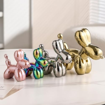 Swy Hair Electroplating Ceramics Balloon Dog Statue for Home