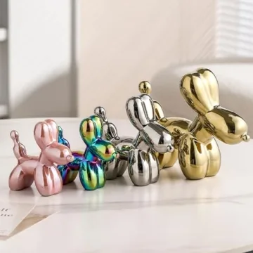 Swy Hair Electroplating Ceramics Balloon Dog Statue for Home
