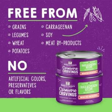 Stella & Chewy's Carnivore Cravings Minced Morsels Cans – Grain Free, Protein Rich Wet Cat Food – Cage-Free Chicken & Duck Recipe – (2.8 Ounce Cans, Case of 24)