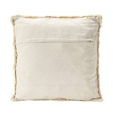 Creative Co-Op Recycled Cotton Canvas Pillow with Applique "XO" & Eyelash Fringe, Green & Natural Color
