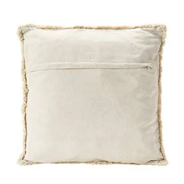 Creative Co-Op Recycled Cotton Canvas Pillow with Applique "XO" & Eyelash Fringe, Green & Natural Color
