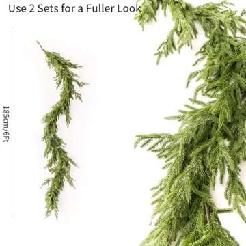 MISSPIN 6FT Artificial Norfolk Pine Garlands - Lush Greenery for Holiday Decor