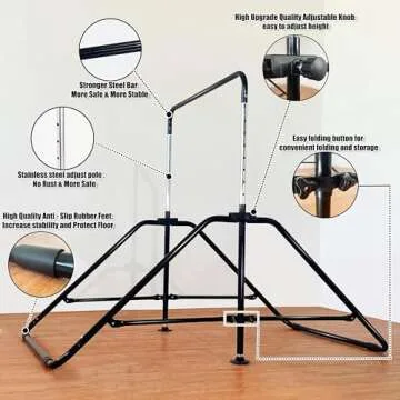MARFULA Upgrade Foldable Gymnastic Bar with Mat for Kids Ages 3-12, 200 lbs Weight Capacity, Gymnastic Kip Bar Horizontal Bar for Kids, Gymnastic Training Equipment for Home and Gym Center Use