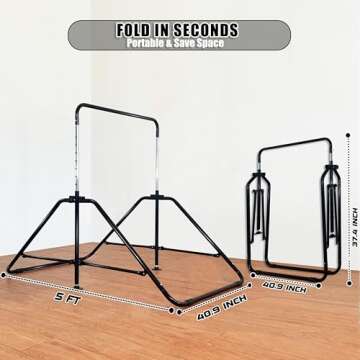 MARFULA Upgrade Foldable Gymnastic Bar with Mat for Kids Ages 3-12, 200 lbs Weight Capacity, Gymnastic Kip Bar Horizontal Bar for Kids, Gymnastic Training Equipment for Home and Gym Center Use