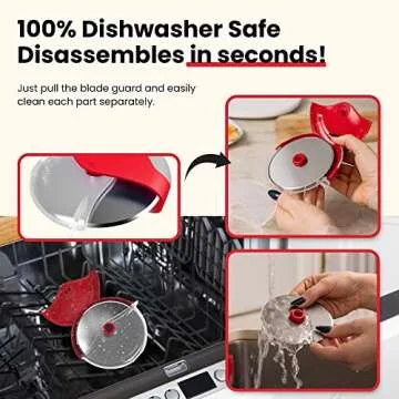 LÖFFEL Premium Pizza Cutter Wheel - Slicer with Protective Blade Guard - Razor Sharp Stainless Steel - Easy to Clean & Detachable Slicer - Round Shaper With Cover & Slip Resistant Handle