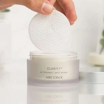 ARCONA Clarity Aftershave Pads - Lactic Acid, Witch Hazel, Methol, Aloe + Grape Exfoliate, Fight Blemishes + Soothes Skin - 45 Pads. Made in The USA