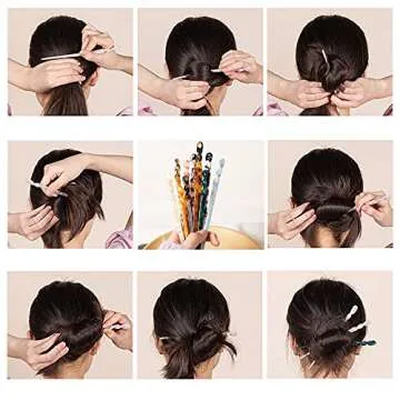 Acetate Hair Sticks, 10PCS Tortoise Shell Hair Pins Vintage Hair Chopstick Long Chinese Hairpins Hair Sticks for Styling Hairstyle for Women Girls Bun