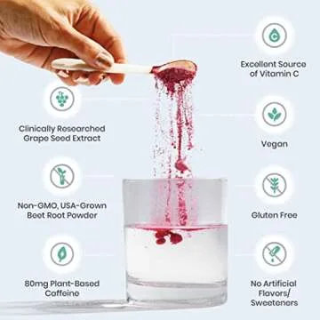 HumanN SuperBeets Energy Plus with Grape Seed Extract - Beet Root Powder, Green Tea Extract, Caffeine, Vitamin C - Non-GMO - 5.87oz