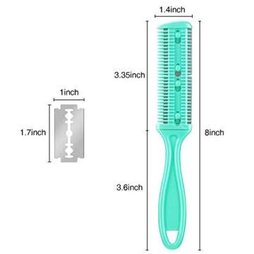 3 Pieces Razor Comb with 10 Pieces Razors, Hair Cutter Comb Cutting Scissors, Double Edge Razor, Hai...