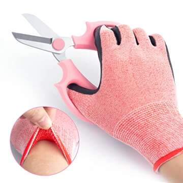 4PCS Garden Pruning Shears Scissors Kit, Rose Thorn Remover, Tree Pruner Hand Tools, Cordless Trimmer & Floral Gloves for Gardening Flower Arrangement