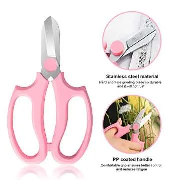 4PCS Garden Pruning Shears Scissors Kit, Rose Thorn Remover, Tree Pruner Hand Tools, Cordless Trimmer & Floral Gloves for Gardening Flower Arrangement
