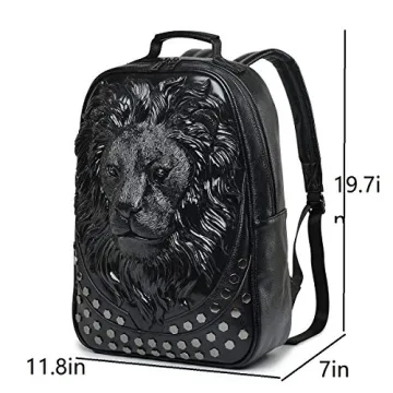 Stylish 3D Lion Leather Laptop Backpack for All Ages