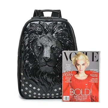 Stylish 3D Lion Leather Laptop Backpack for All Ages