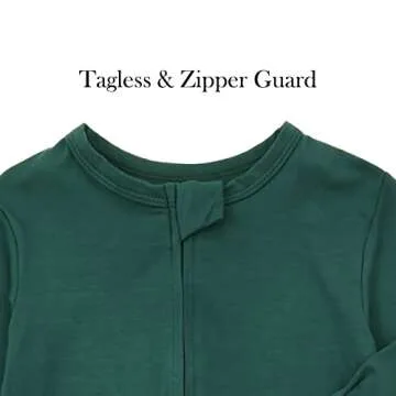 Aablexema Baby Footie Pajamas Zipper - Rayon from Bamboo Infant Footed Pjs with Mittens Sleepwear Jammies(Green, 3-6m)