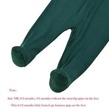 Aablexema Baby Footie Pajamas Zipper - Rayon from Bamboo Infant Footed Pjs with Mittens Sleepwear Jammies(Green, 3-6m)