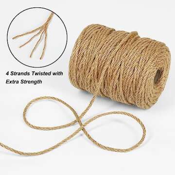 Tenn Well Jute Twine, 164 Feet 4mm Natural Garden Twine Rope for Crafts, Gardening, Gift Wrapping, P...