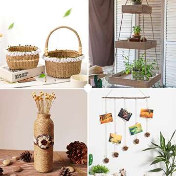 Tenn Well Jute Twine, 164 Feet 4mm Natural Garden Twine Rope for Crafts, Gardening, Gift Wrapping, Packing, Recycling, Christmas Ornaments, Holiday Decorations