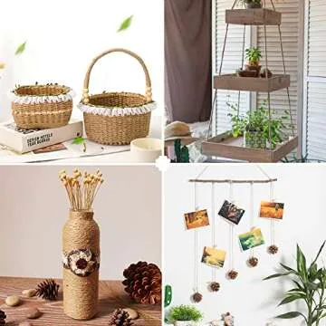 Tenn Well Jute Twine, 164 Feet 4mm Natural Garden Twine Rope for Crafts, Gardening, Gift Wrapping, Packing, Recycling, Christmas Ornaments, Holiday Decorations