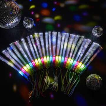 Lewtemi Glow Fiber Wands - 48 Colorful LED Party Sticks