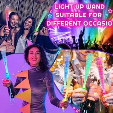 Lewtemi Glow Fiber Wands - 48 Colorful LED Party Sticks