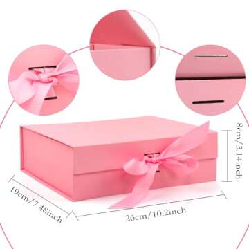 Large Gift Box, 5-Pack Magnetic Lid Gift Box Ribbon Closure Bo Elegant Gift Packaging Luxury Gift Bo...
