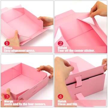 Large Gift Box, 5-Pack Magnetic Lid Gift Box Ribbon Closure Bo Elegant Gift Packaging Luxury Gift Box Decorative Gift Box,10.5x7.5x3.1" - Multi-Occasion Packaging Boxes (Pink)